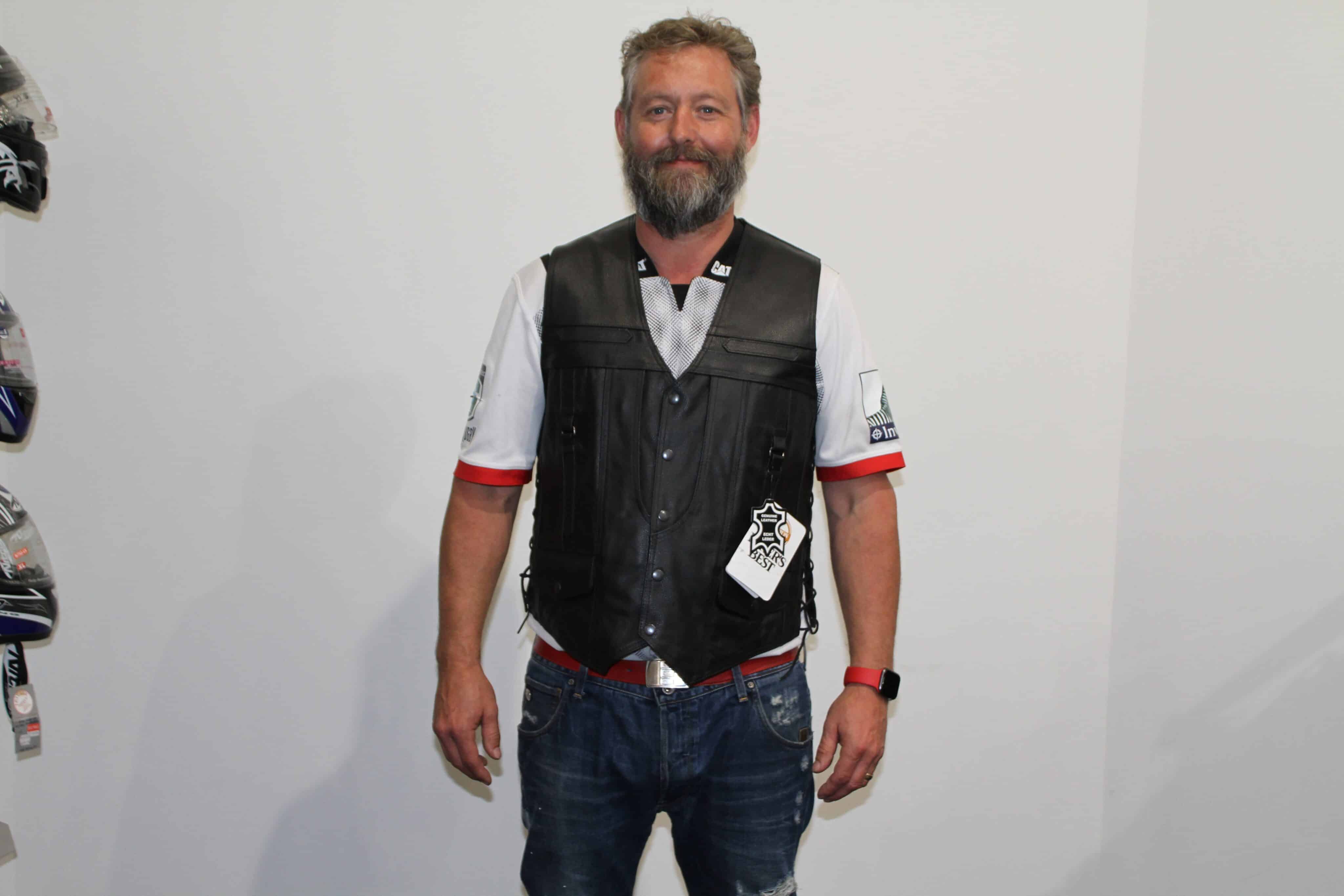 Genuine leather motorcycle on sale vest