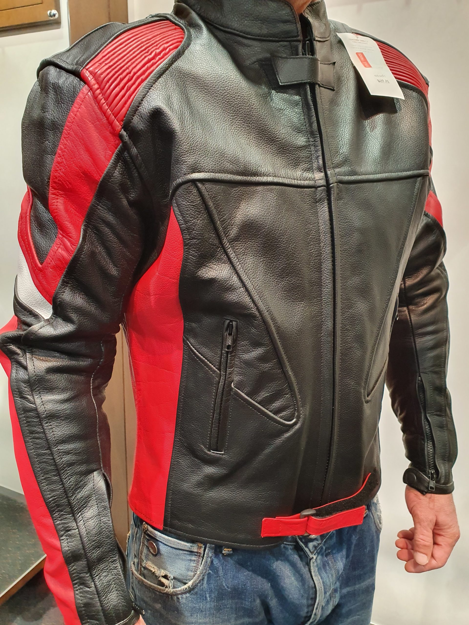 Blackred Motorcycle Leather Jacket For Men Leather Direct Nz 1936