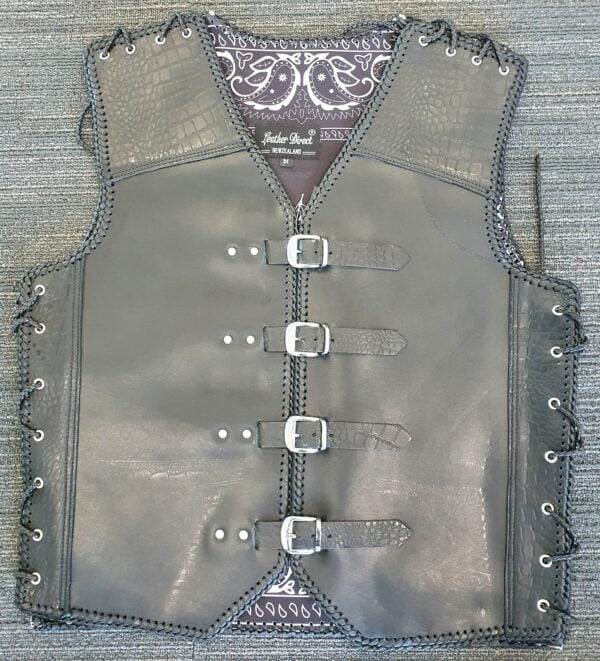 Leather biker vests & belts, Crocodile skin vests & belts